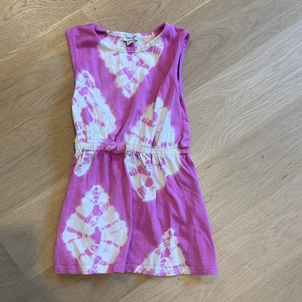 Splendid Pink and White Kids Tie-Dye Casual Dress